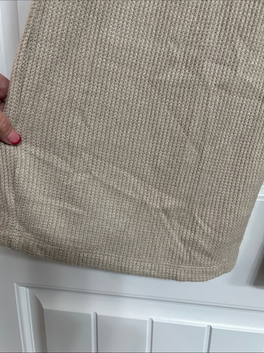 Zenana Waffle Knit Two-Piece Loungewear Set - Taupe/ Size Small - Picture 7 of 10